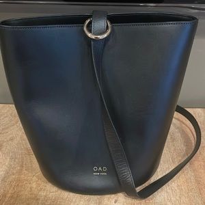 OAD black leather bucket bag